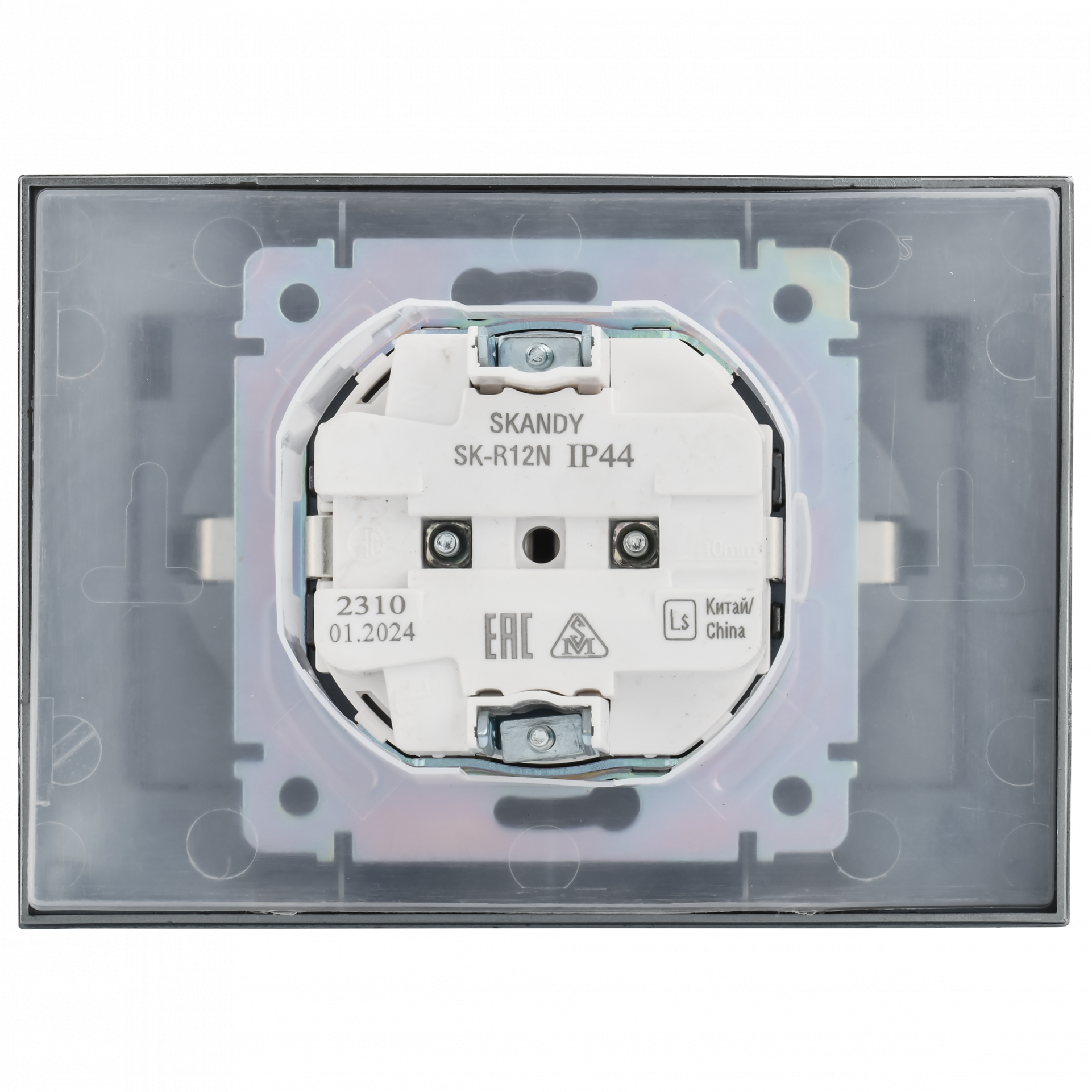 SKANDY Розетка 2-местная и крышкой 16А в сборе IP44 SK-R12N металл никель IEK