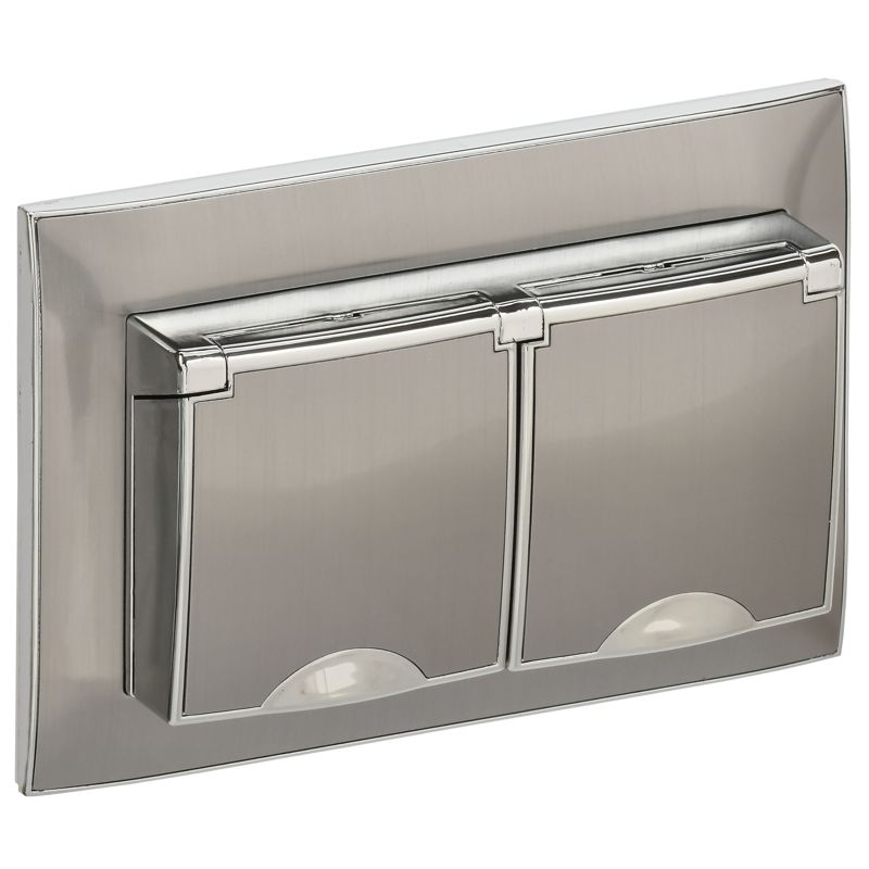 SKANDY Розетка 2-местная и крышкой 16А в сборе IP44 SK-R12N металл никель IEK