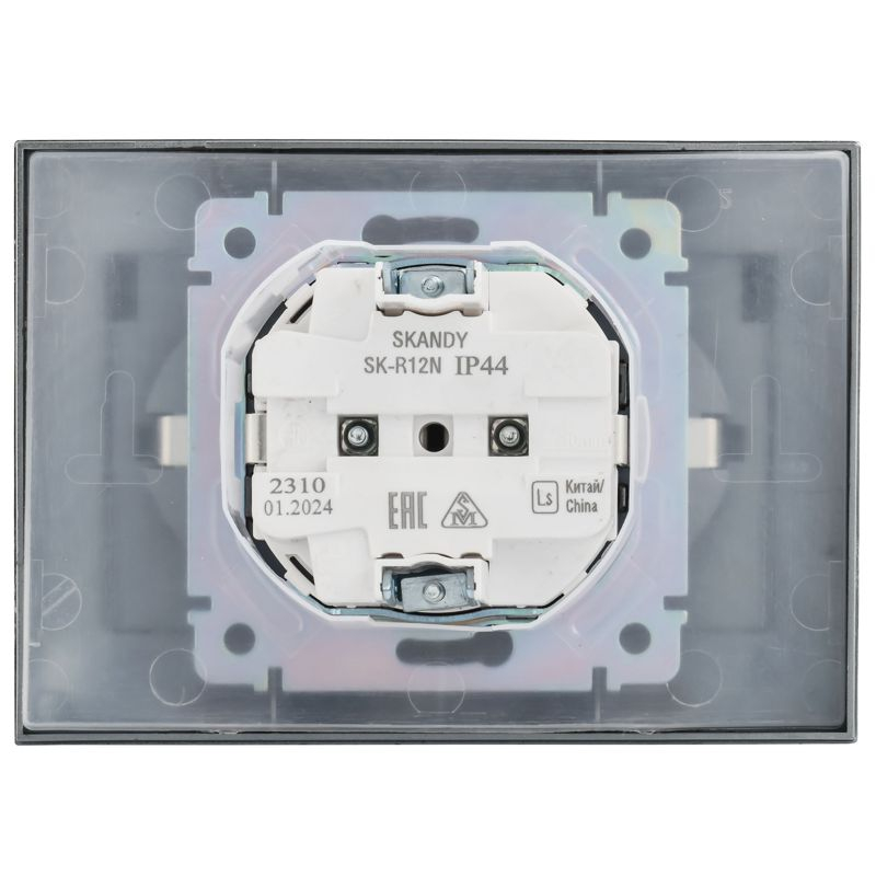 SKANDY Розетка 2-местная и крышкой 16А в сборе IP44 SK-R12N металл никель IEK