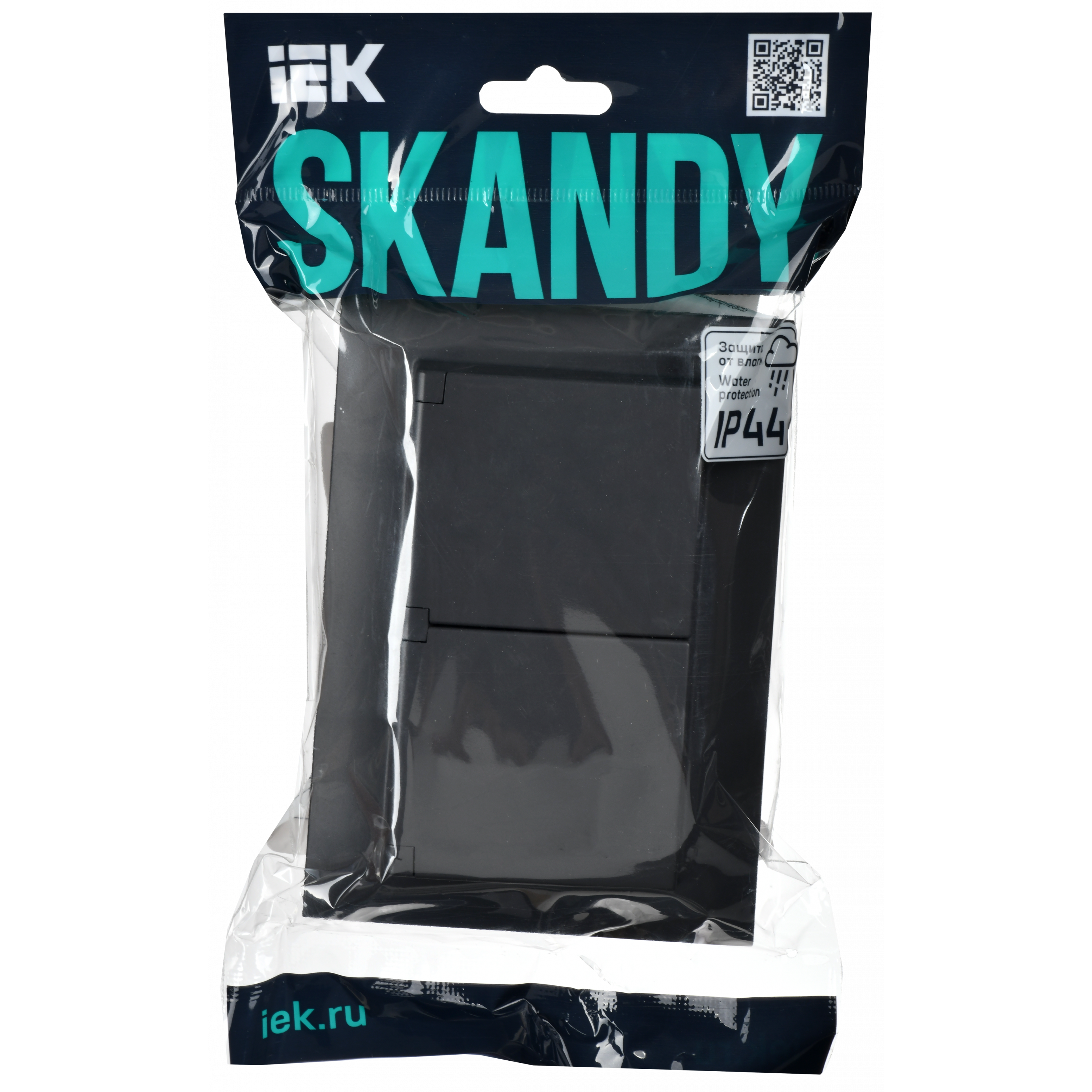 SKANDY Розетка 2-местная и крышкой 16А в сборе IP44 SK-R12G графит IEK