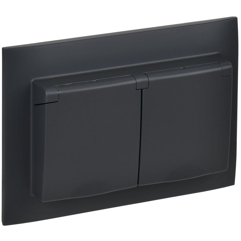 SKANDY Розетка 2-местная и крышкой 16А в сборе IP44 SK-R12G графит IEK