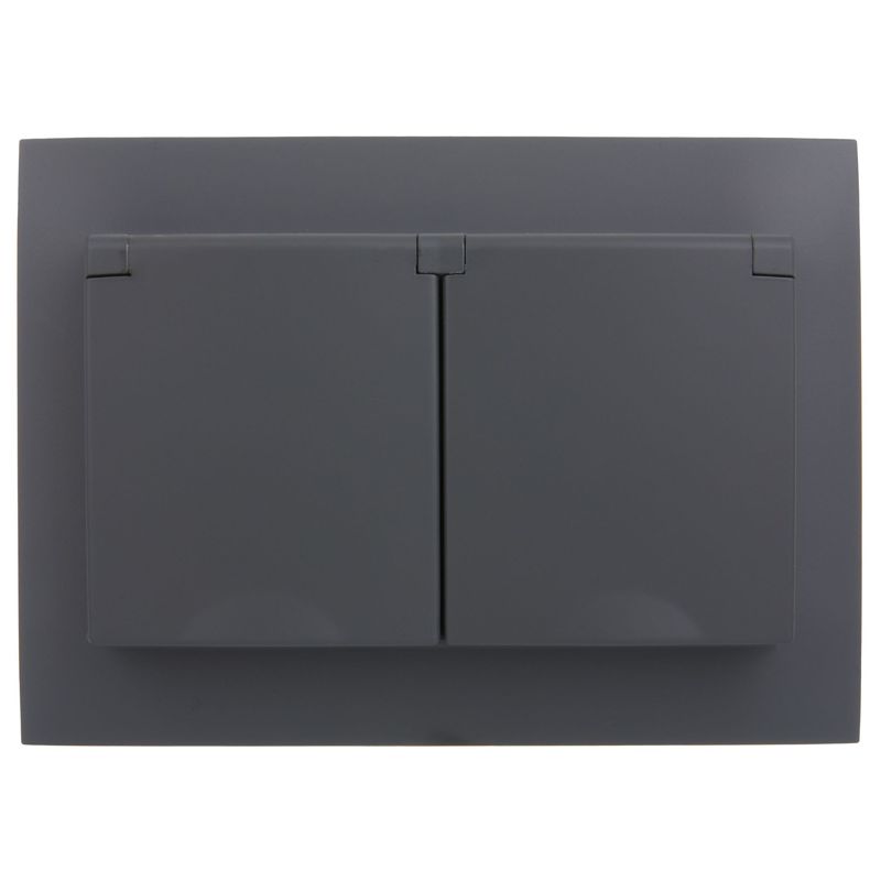 SKANDY Розетка 2-местная и крышкой 16А в сборе IP44 SK-R12G графит IEK