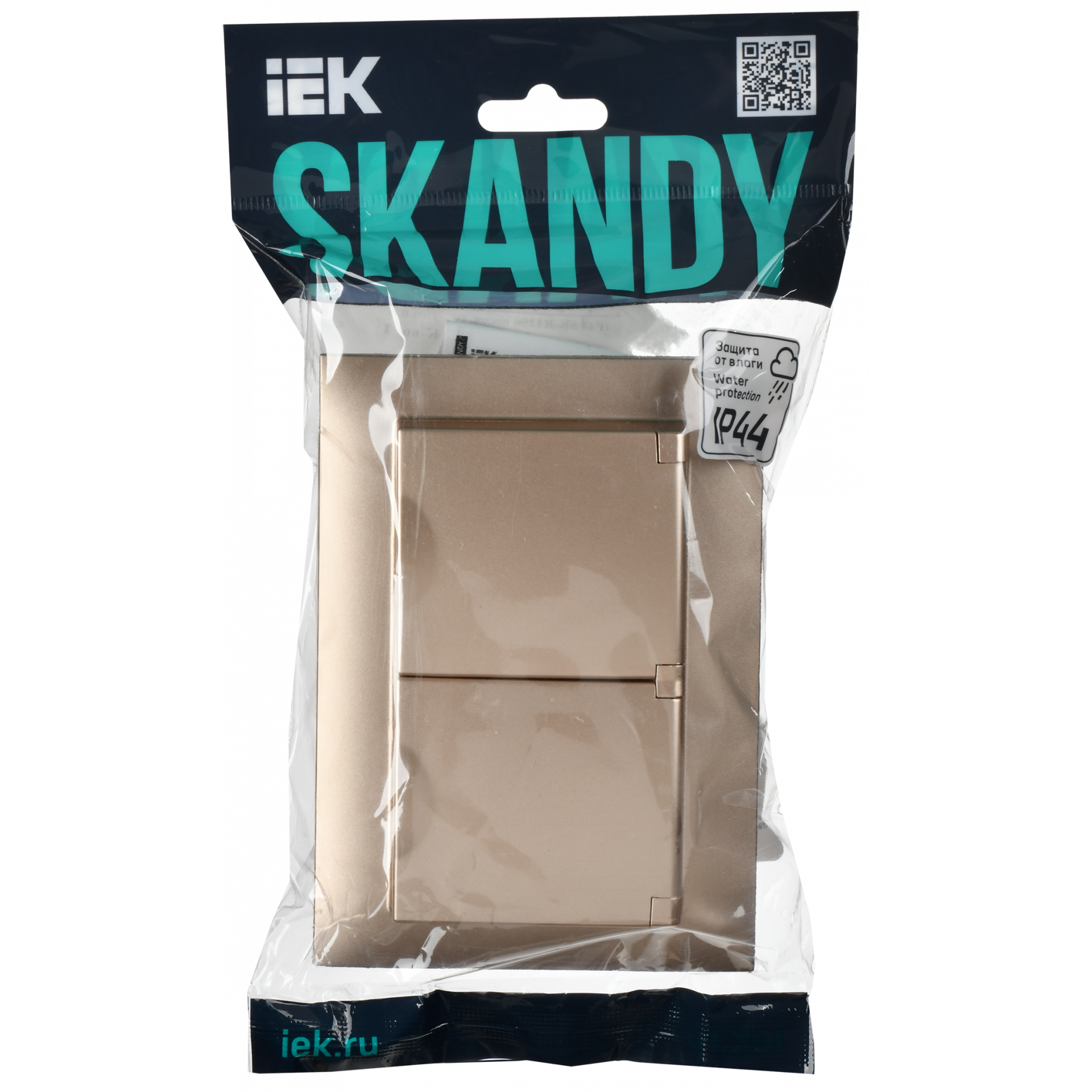 SKANDY Розетка 2-местная и крышкой 16А в сборе IP44 SK-R12Sa песочный IEK