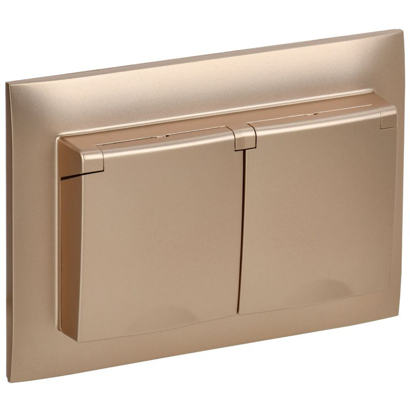 SKANDY Розетка 2-местная и крышкой 16А в сборе IP44 SK-R12Sa песочный IEK