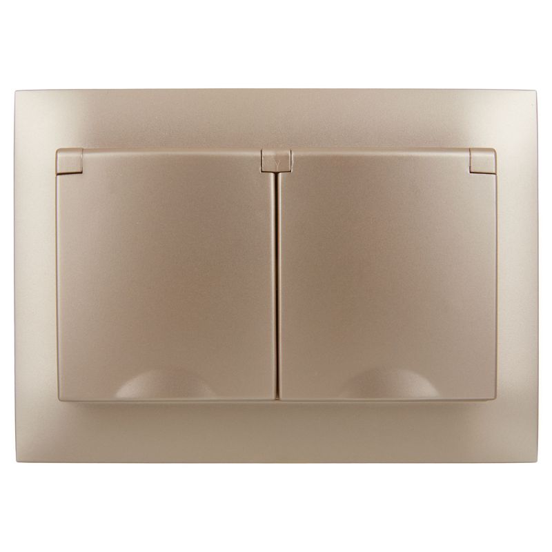 SKANDY Розетка 2-местная и крышкой 16А в сборе IP44 SK-R12Sa песочный IEK