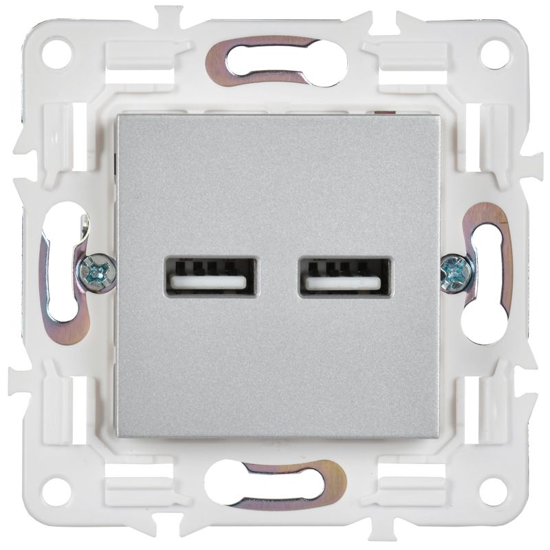 SKANDY Розетка USB A+A 3,1А SK-R15S серебряный IEK