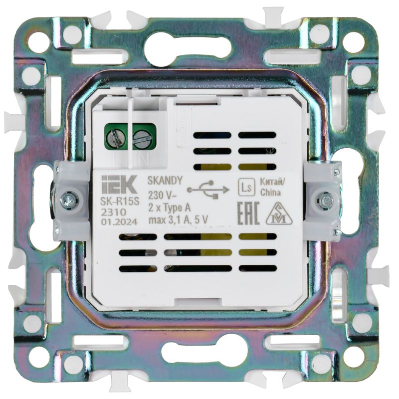 SKANDY Розетка USB A+A 3,1А SK-R15S серебряный IEK