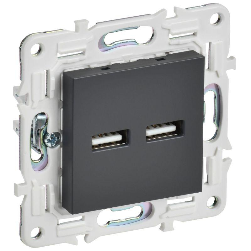 SKANDY Розетка USB A+A 3,1А SK-R15T титан IEK