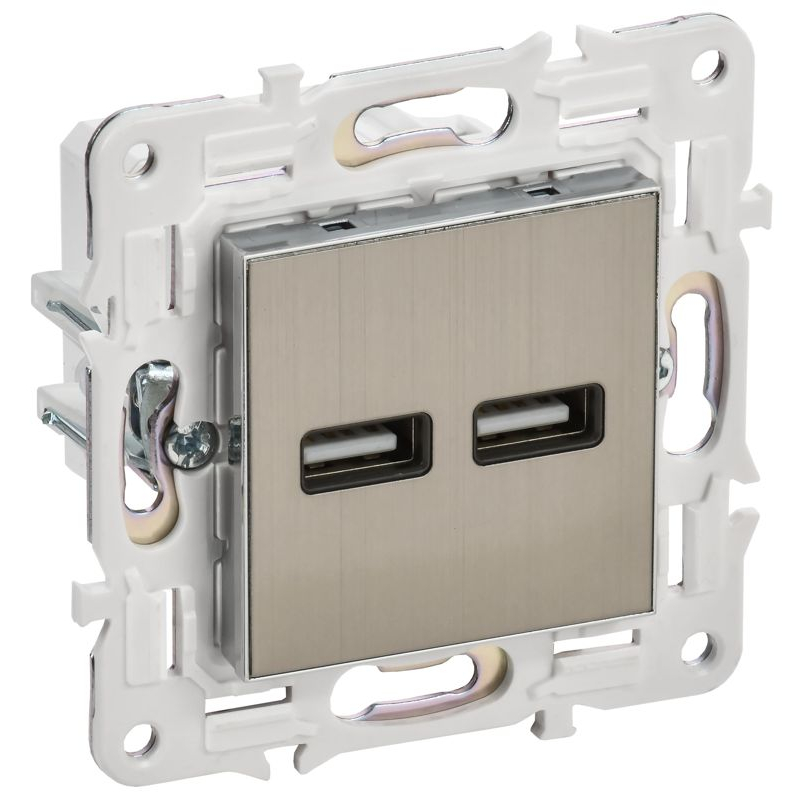 SKANDY Розетка USB A+A 3,1А SK-R15N металл никель IEK