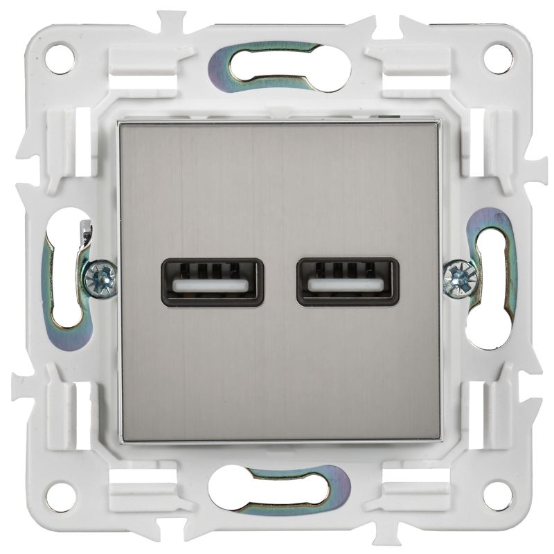 SKANDY Розетка USB A+A 3,1А SK-R15N металл никель IEK