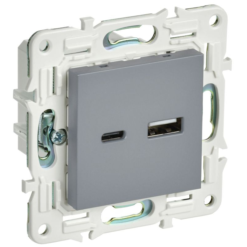 SKANDY Розетка USB A+C 18Вт SK-R13Gr серый IEK