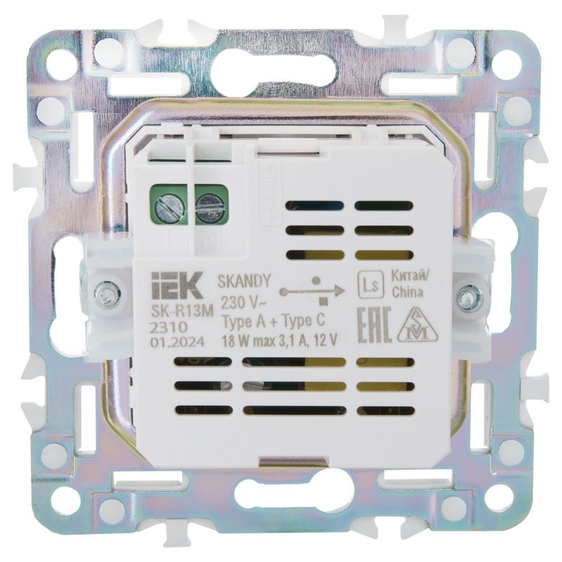 SKANDY Розетка USB A+C 18Вт SK-R13G мятный IEK