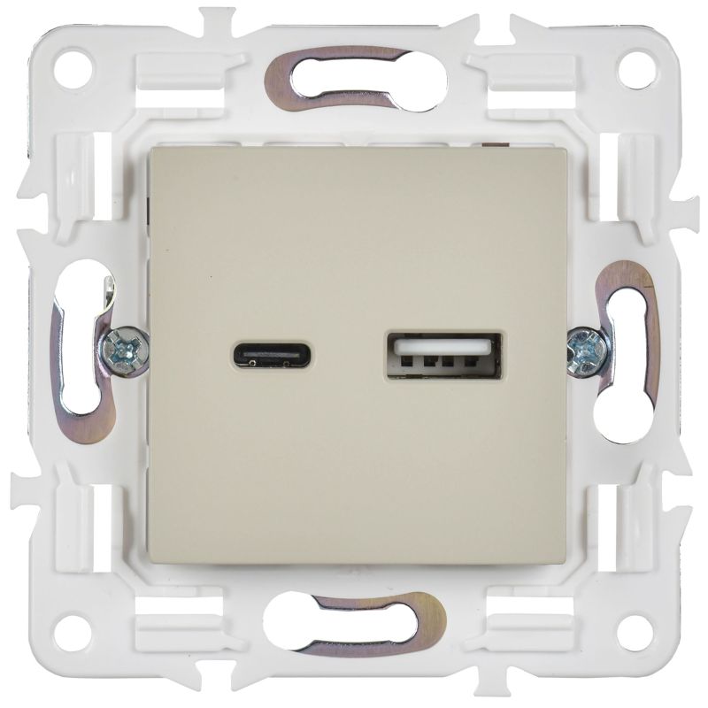 SKANDY Розетка USB A+C 18Вт SK-R13B бежевый IEK