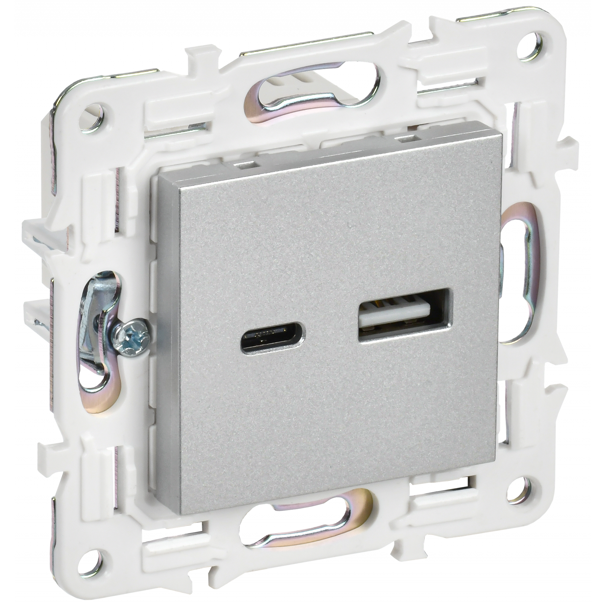 SKANDY Розетка USB A+C 18Вт SK-R13S серебряный IEK