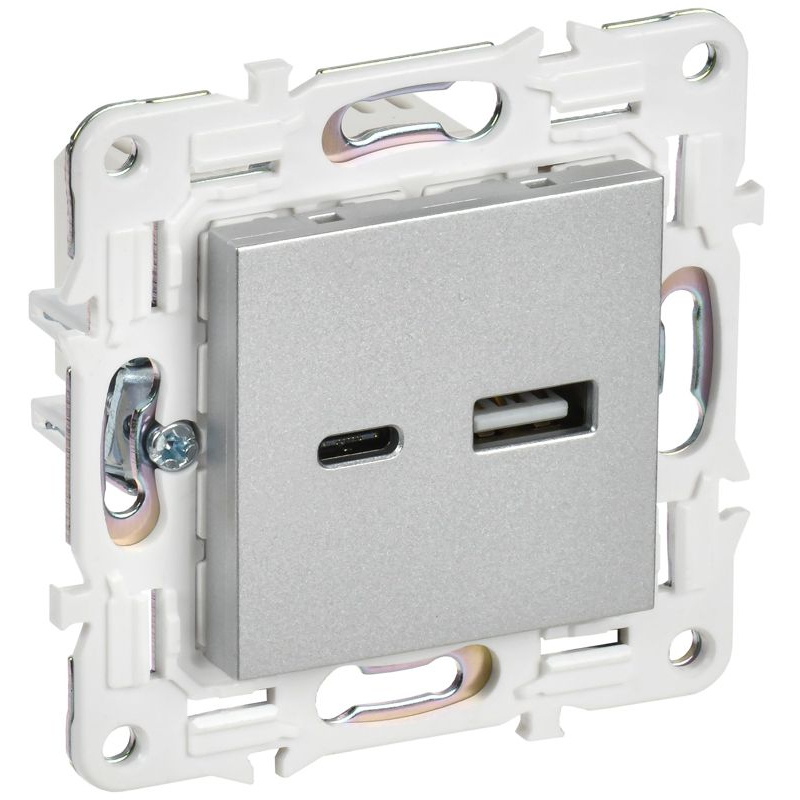 SKANDY Розетка USB A+C 18Вт SK-R13S серебряный IEK