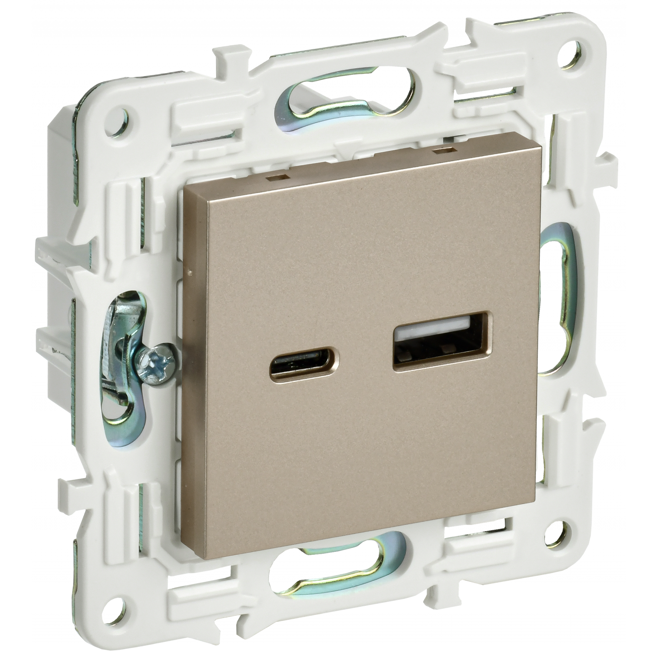 SKANDY Розетка USB A+C 18Вт SK-R13Sh шампань IEK