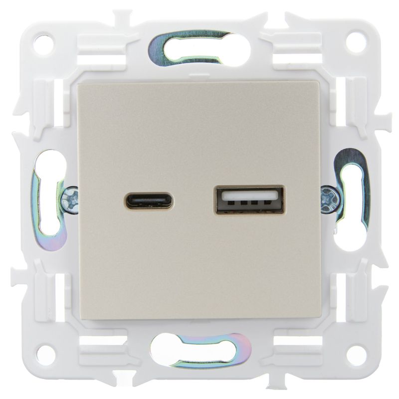 SKANDY Розетка USB A+C 18Вт SK-R13Sh шампань IEK