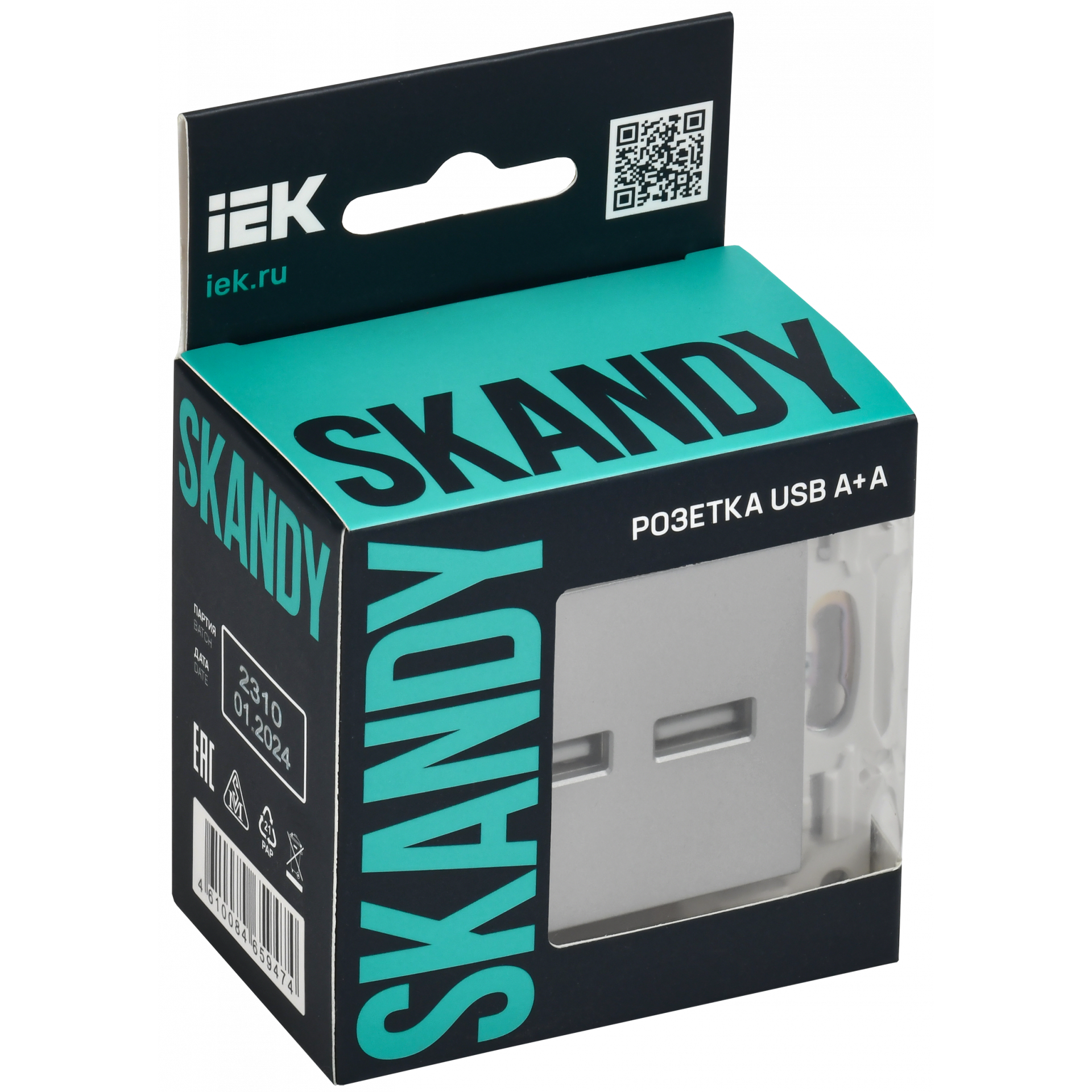 SKANDY Розетка USB A+C 18Вт SK-R13T титан IEK