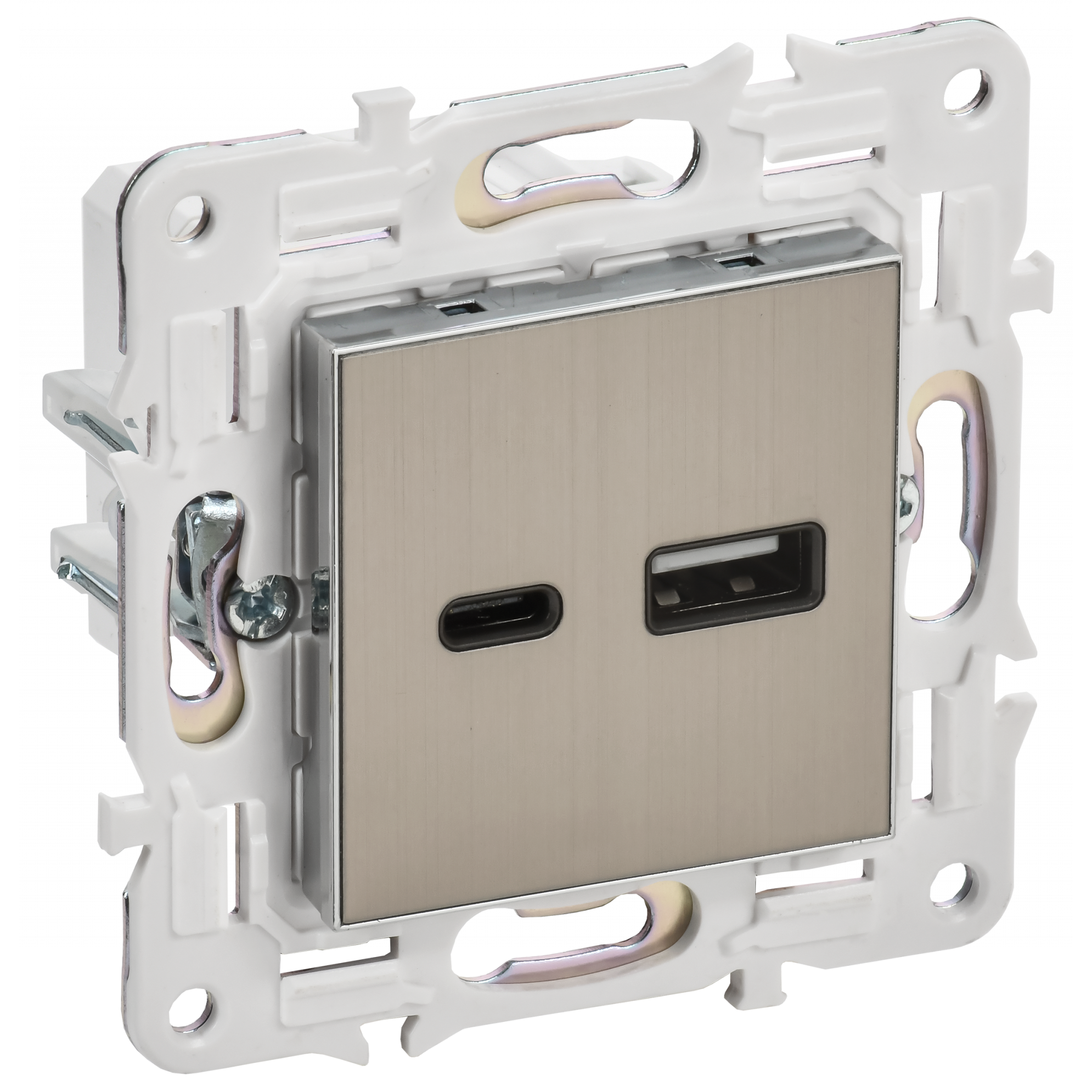 SKANDY Розетка USB A+C 18Вт SK-R13N металл никель IEK