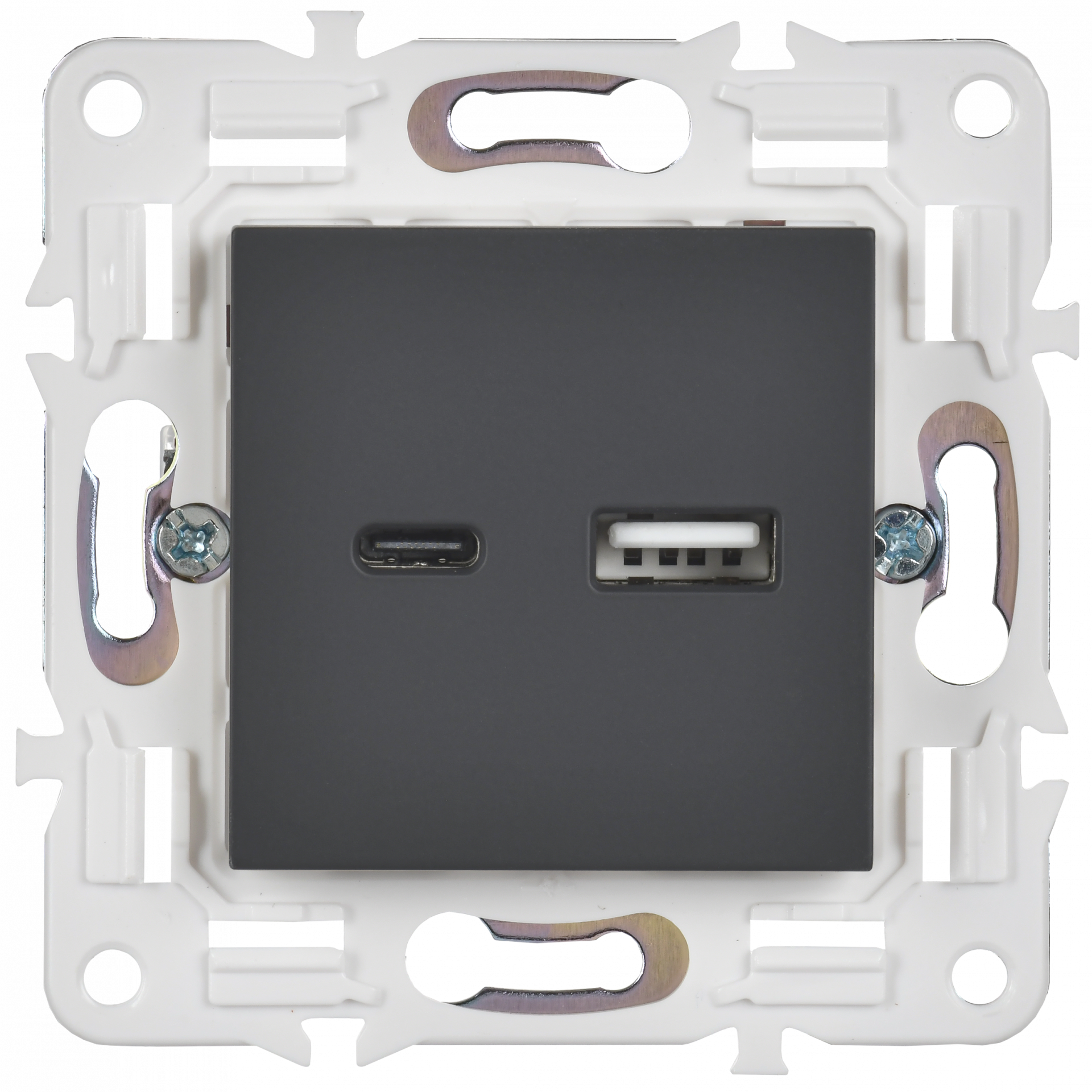 SKANDY Розетка USB A+C 18Вт SK-R13G графит IEK