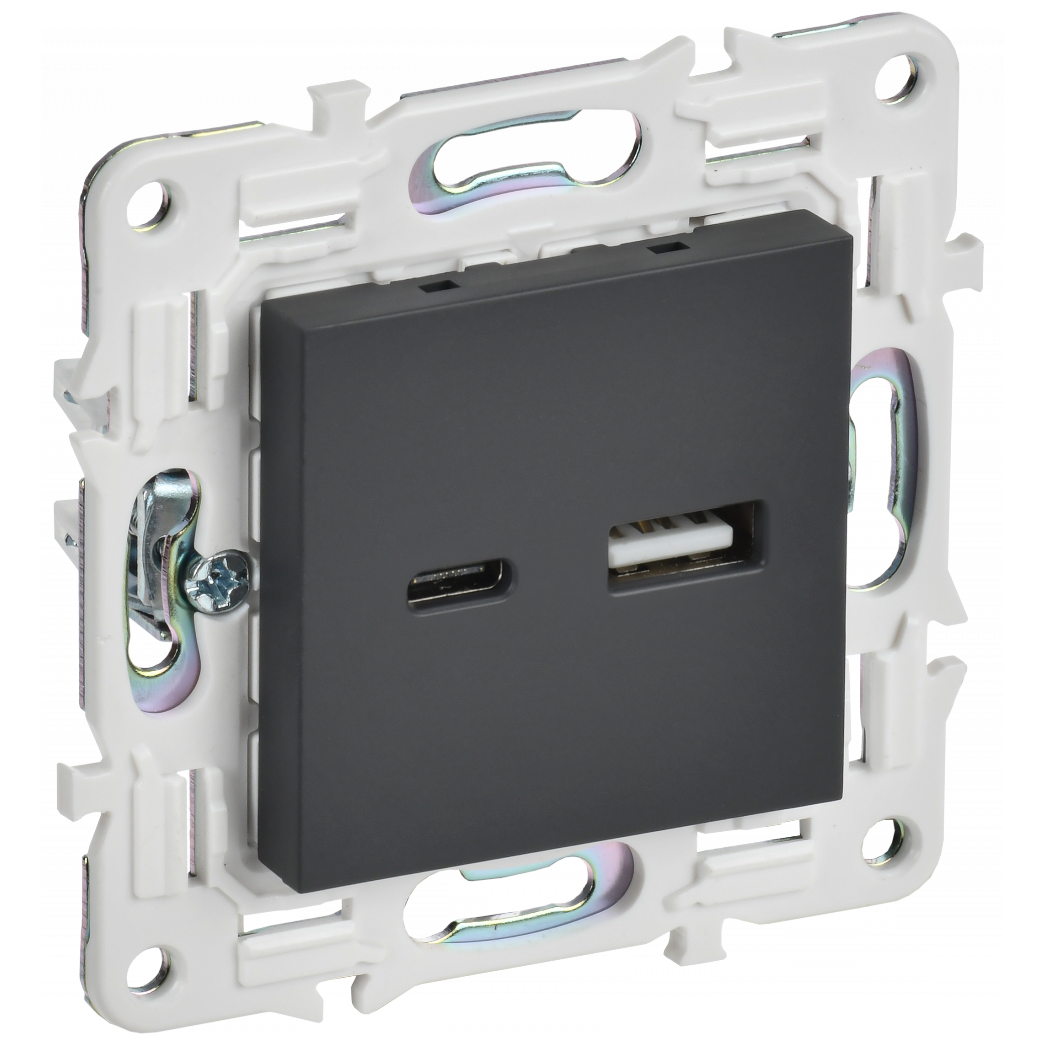 SKANDY Розетка USB A+C 18Вт SK-R13G графит IEK