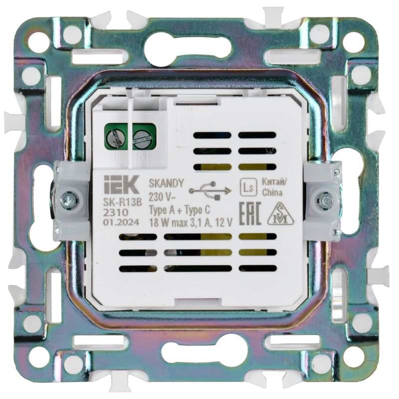 SKANDY Розетка USB A+C 18Вт SK-R13G графит IEK