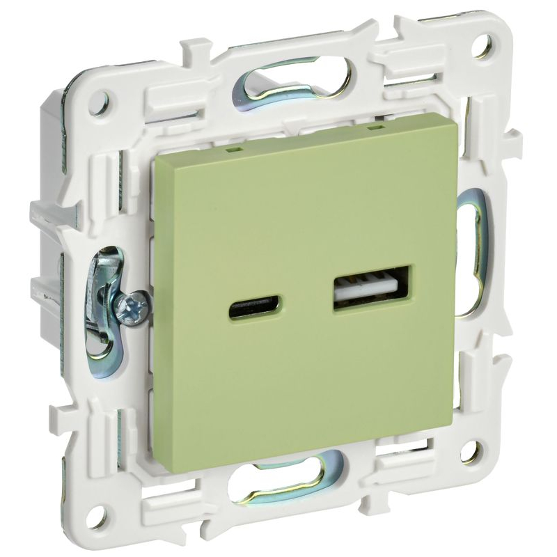 SKANDY Розетка USB A+C 3,1А SK-R14G мятный IEK