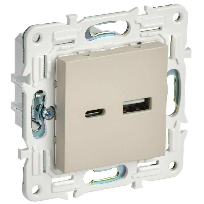 SKANDY Розетка USB A+C 3,1А SK-R14B бежевый IEK