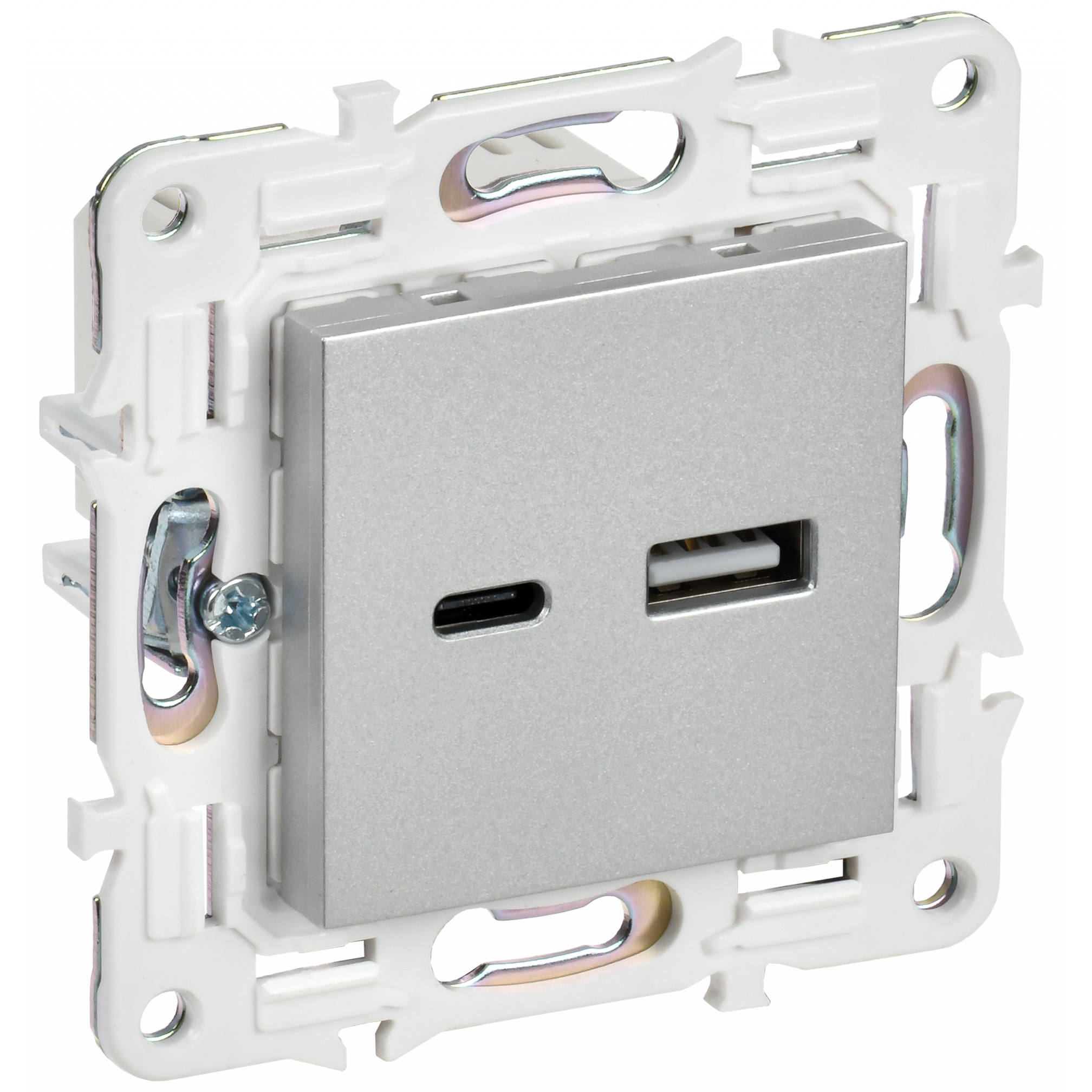 SKANDY Розетка USB A+C 3,1А SK-R14S серебряный IEK