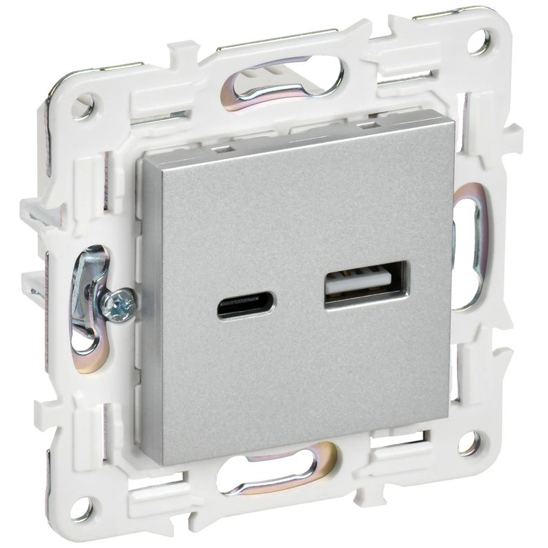 SKANDY Розетка USB A+C 3,1А SK-R14S серебряный IEK