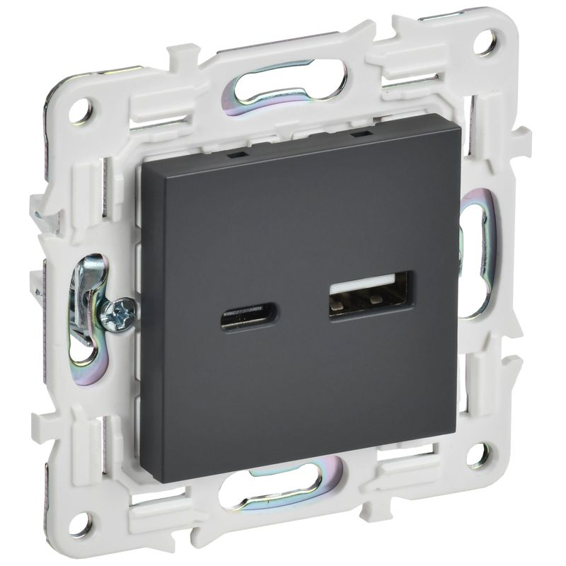 SKANDY Розетка USB A+C 3,1А SK-R14T титан IEK