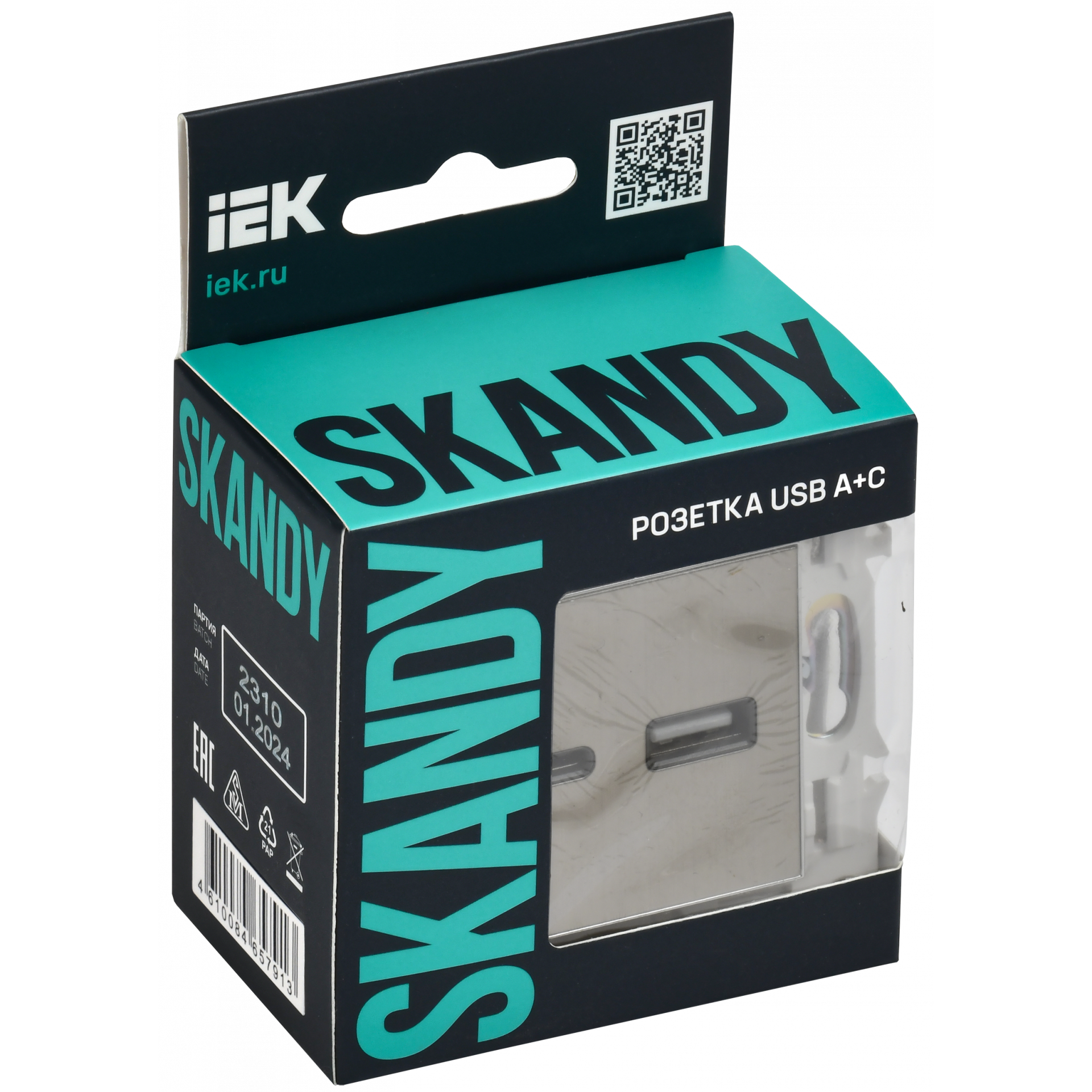 SKANDY Розетка USB A+C 3,1А SK-R14N металл никель IEK