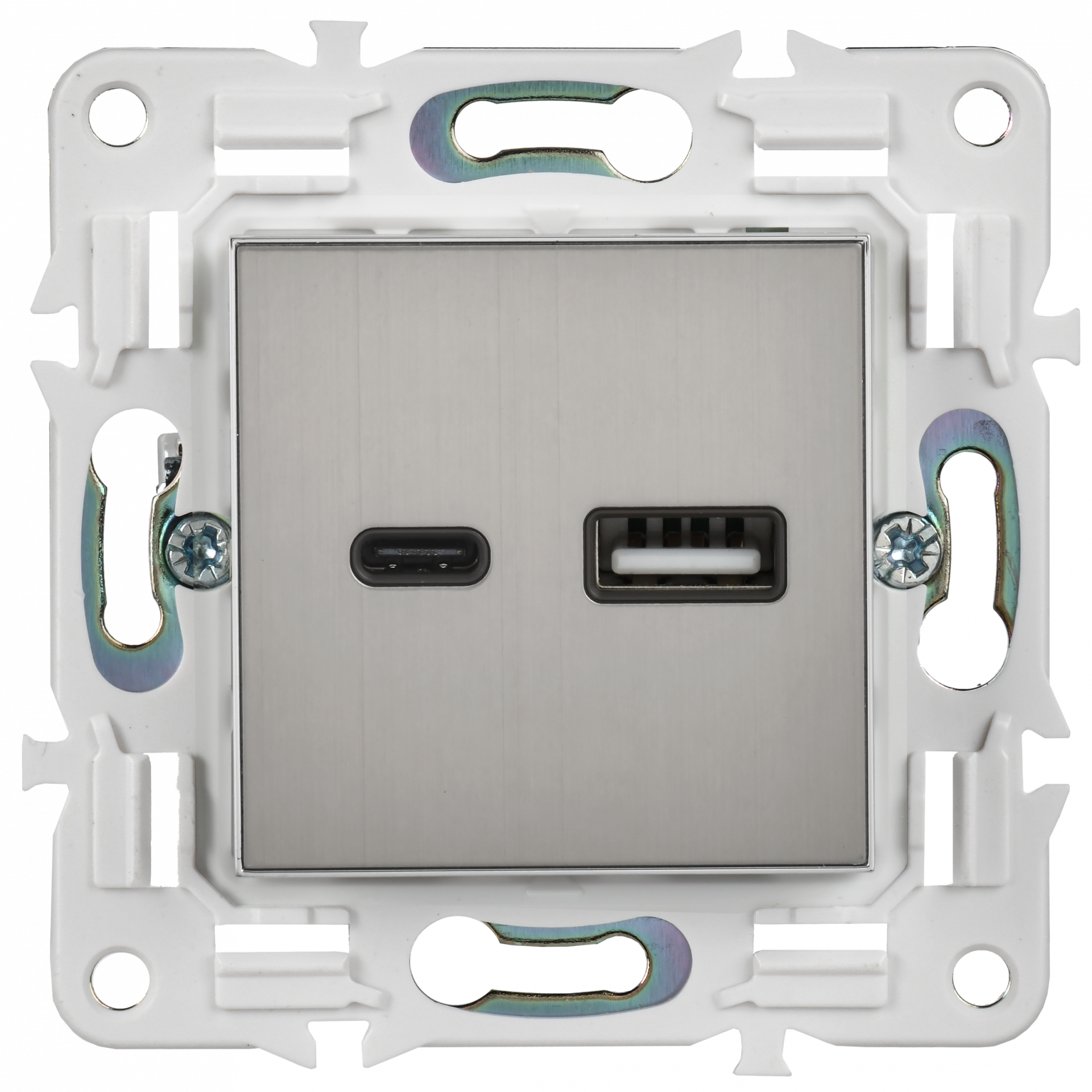 SKANDY Розетка USB A+C 3,1А SK-R14N металл никель IEK