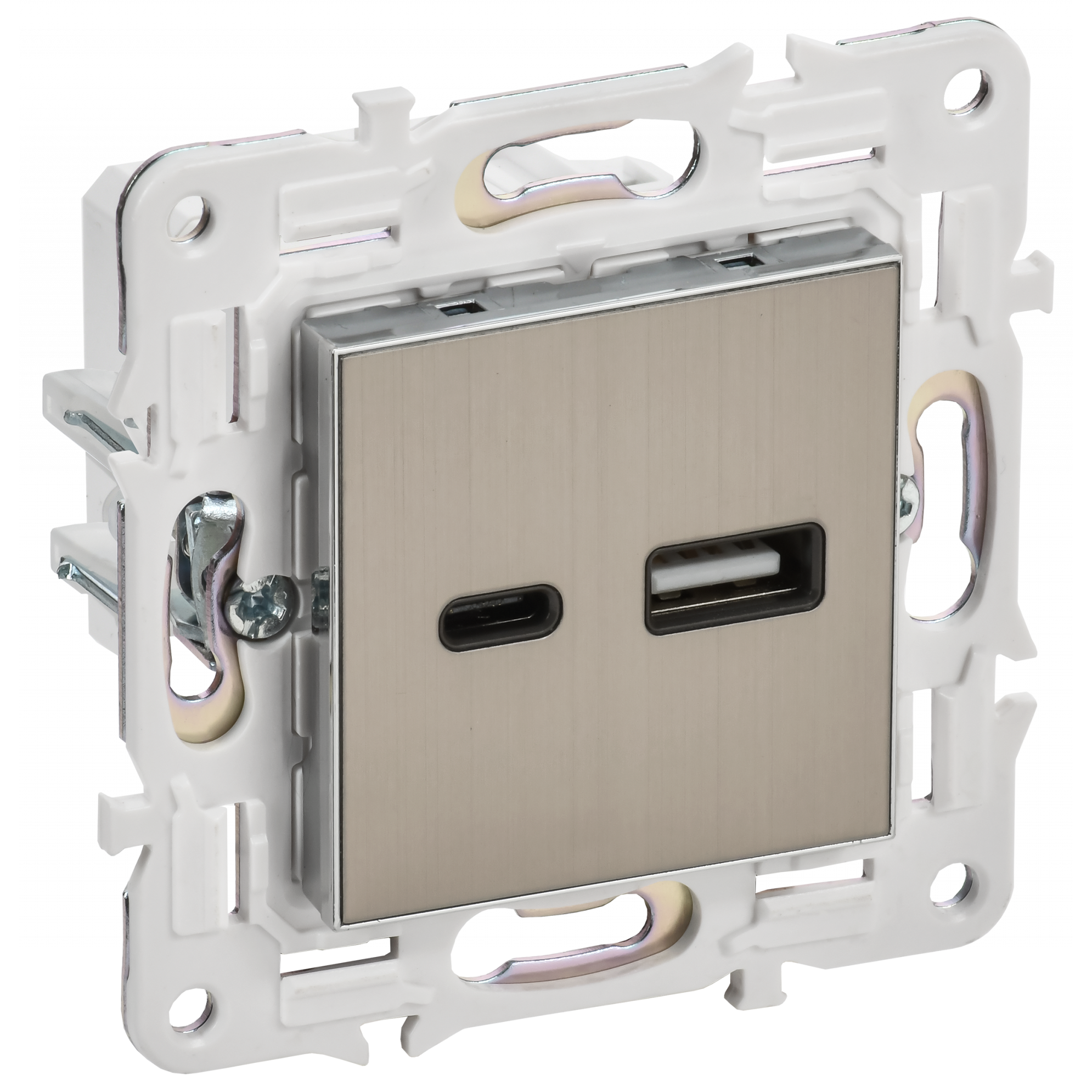 SKANDY Розетка USB A+C 3,1А SK-R14N металл никель IEK