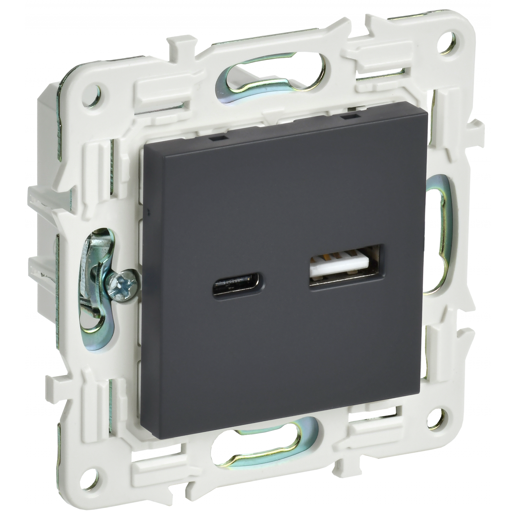 SKANDY Розетка USB A+C 3,1А SK-R14G графит IEK