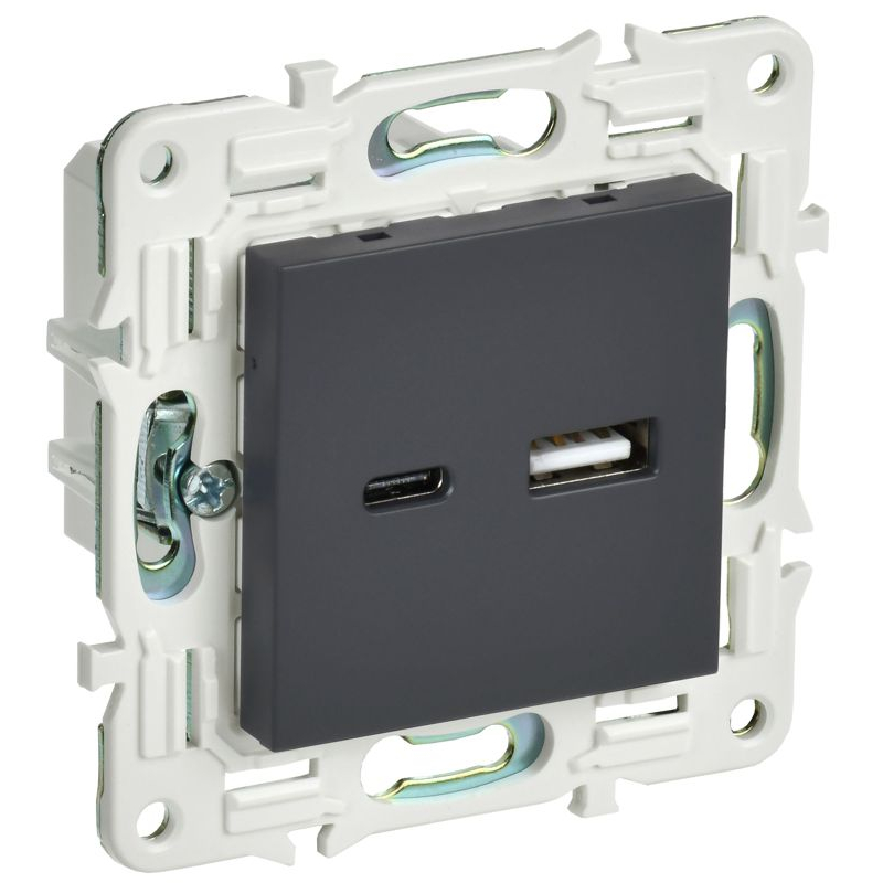 SKANDY Розетка USB A+C 3,1А SK-R14G графит IEK