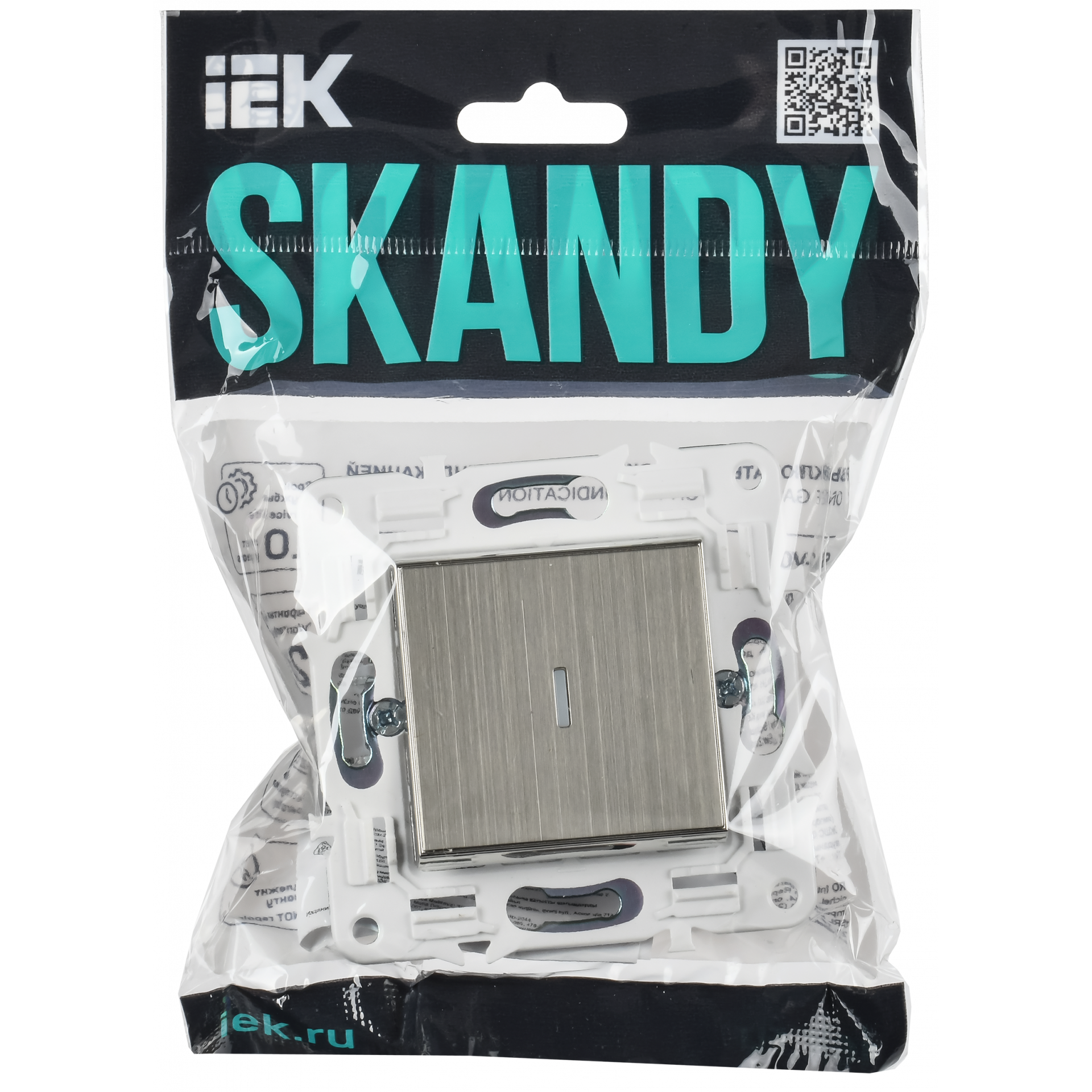 SKANDY Выключатель 1-клавишный с индикацией 10А SK-V07N металл никель IEK