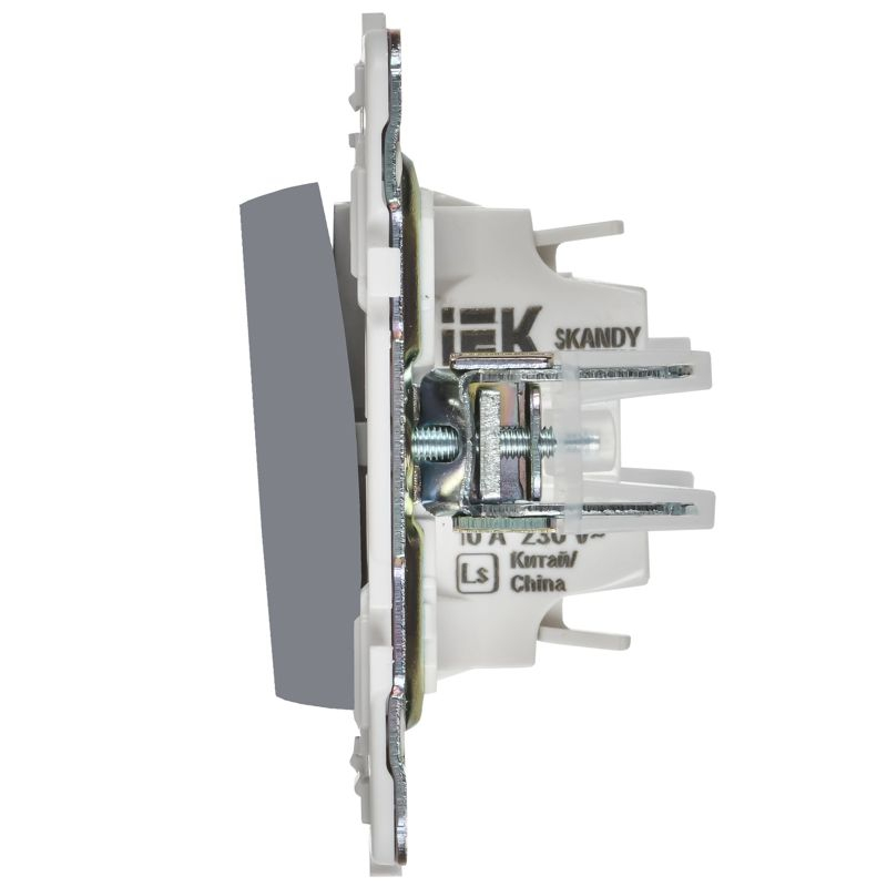 SKANDY Выключатель 1-клавишный проходной 10А SK-V02Gr серый IEK