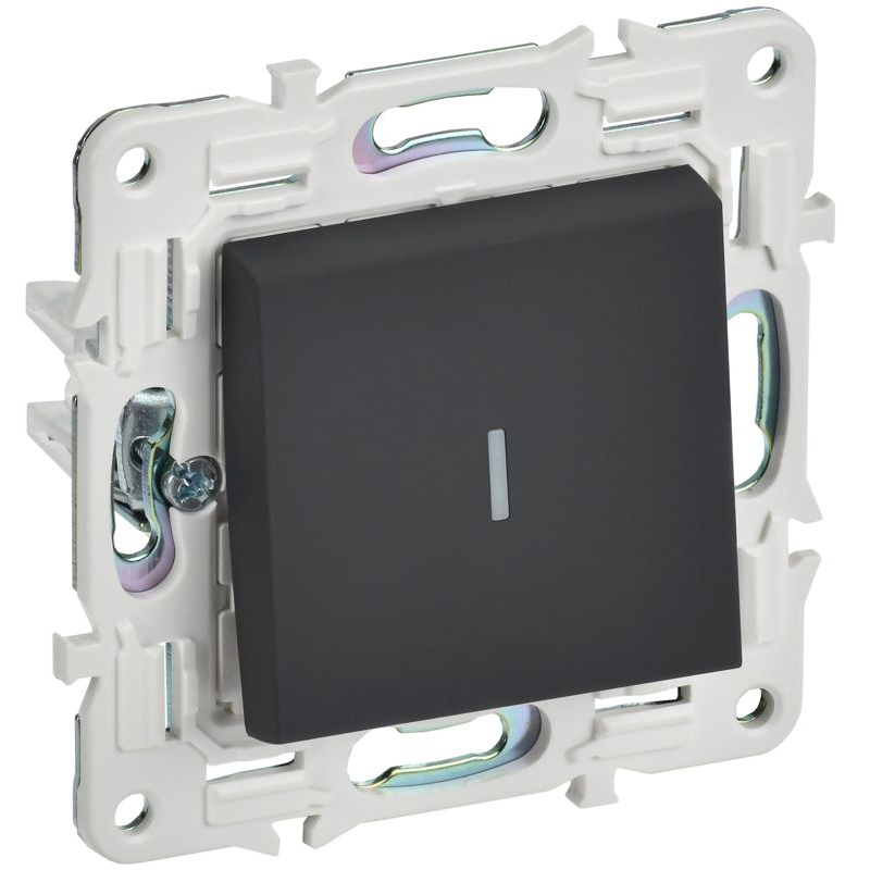 SKANDY Выключатель 1-клавишный проходной с индикацией 10А SK-V08G графит IEK