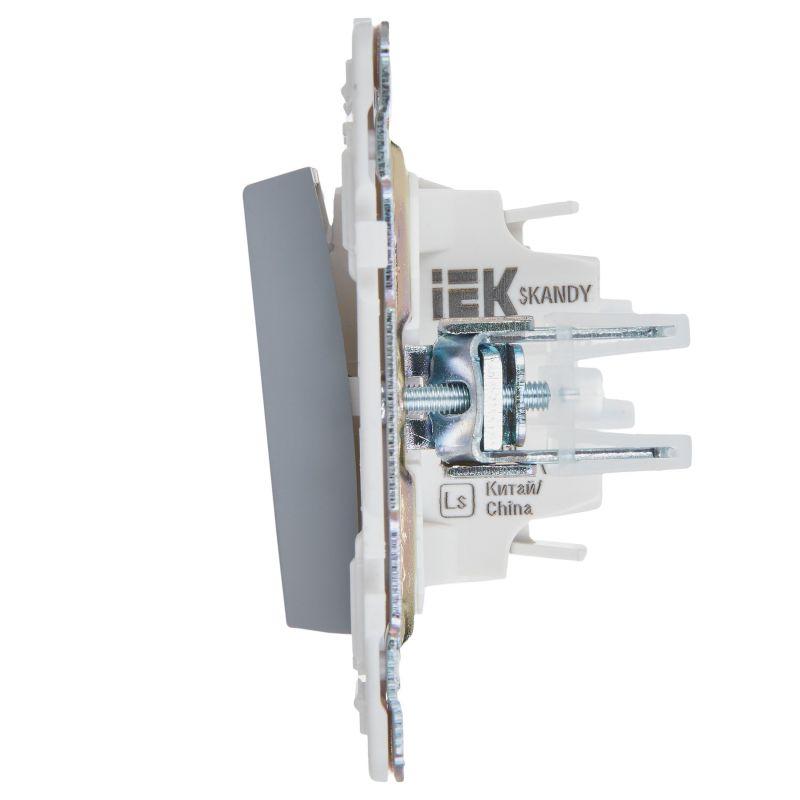 SKANDY Выключатель 1-клавишный кнопочный 10А SK-V14Gr серый IEK