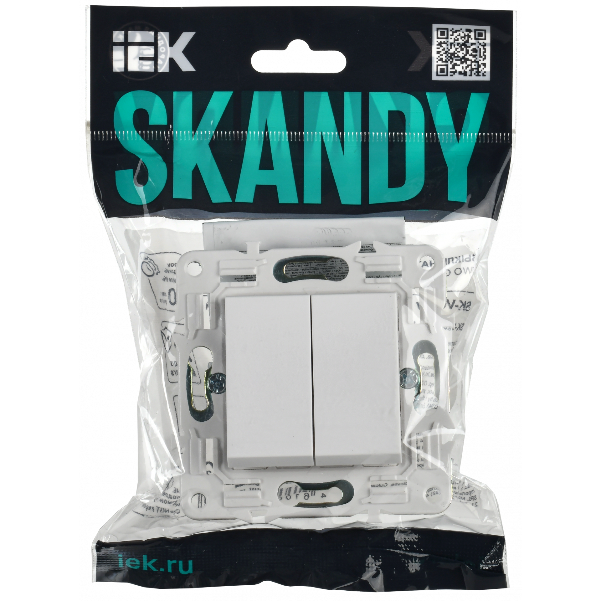 SKANDY Выключатель 2-клавишный 10А SK-V04W арктический белый IEK