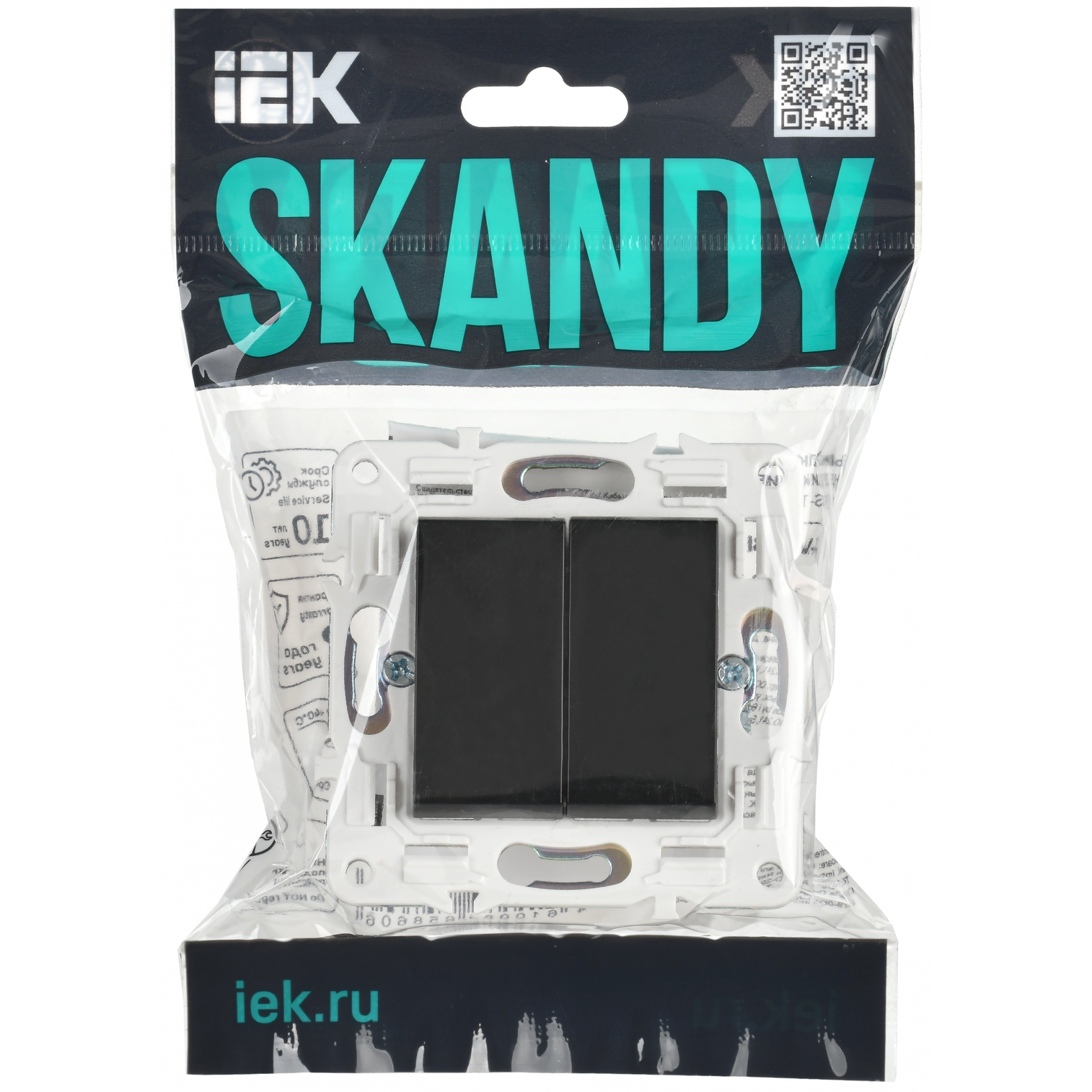 SKANDY Выключатель 2-клавишный 10А SK-V04Bl черный IEK