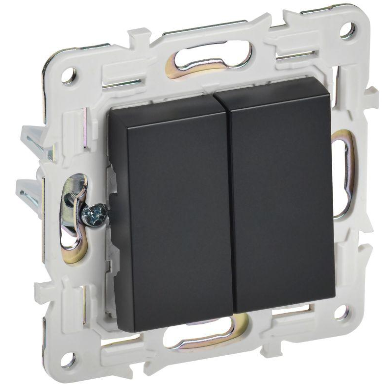 SKANDY Выключатель 2-клавишный 10А SK-V04Bl черный IEK