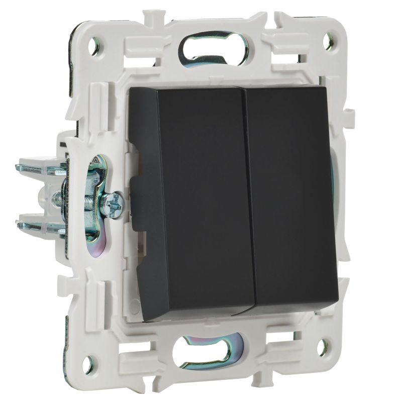 SKANDY Выключатель 2-клавишный 10А SK-V04Bl черный IEK