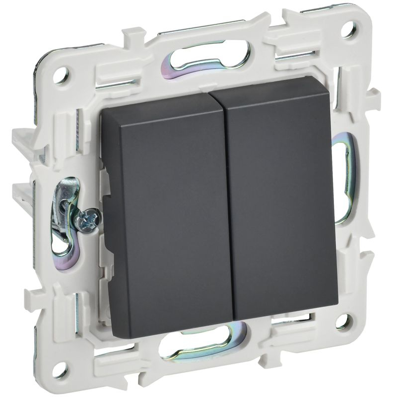 SKANDY Выключатель 2-клавишный 10А SK-V04T титан IEK