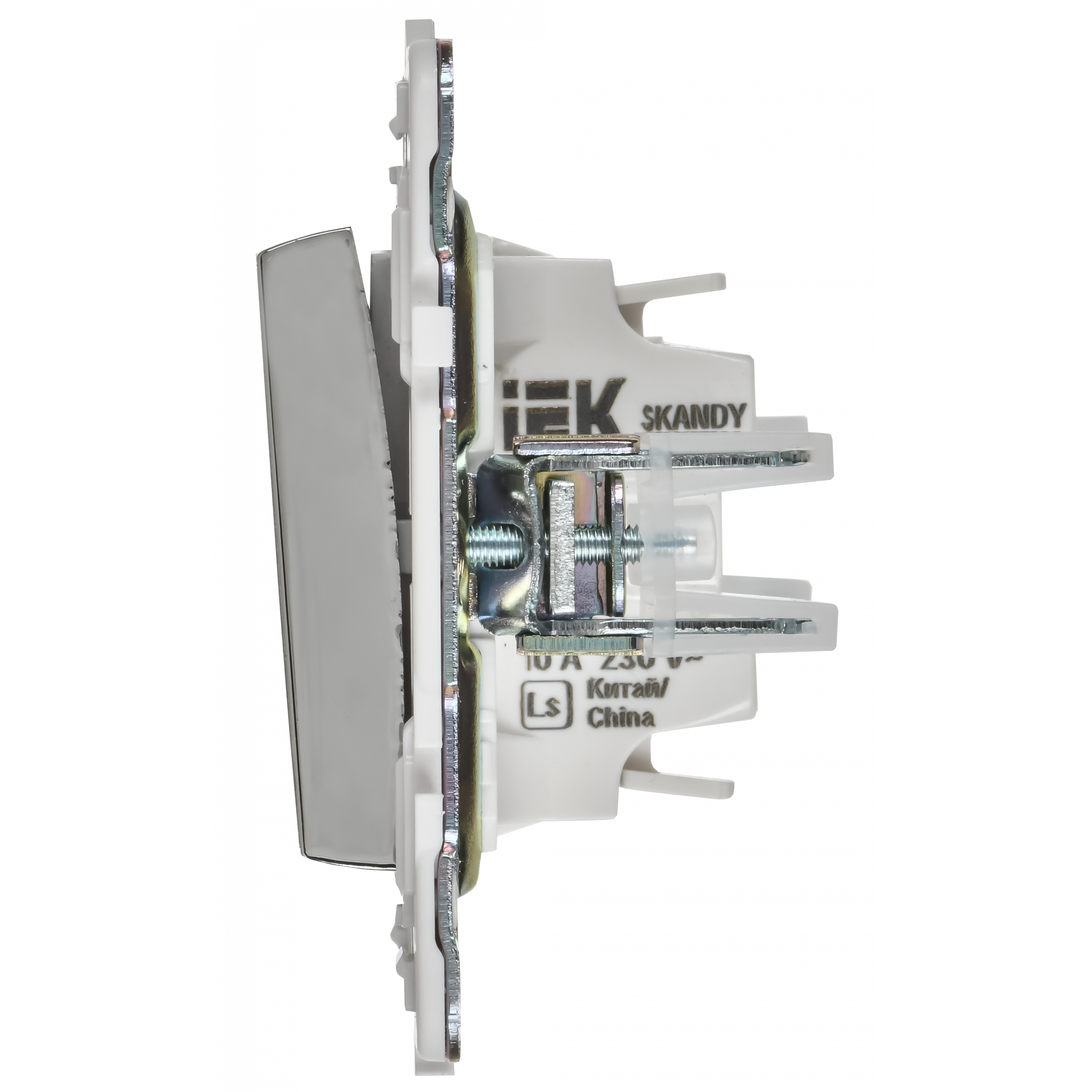 SKANDY Выключатель 2-клавишный 10А SK-V04N металл никель IEK