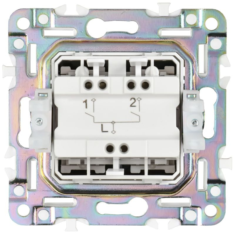 SKANDY Выключатель 2-клавишный 10А SK-V04N металл никель IEK