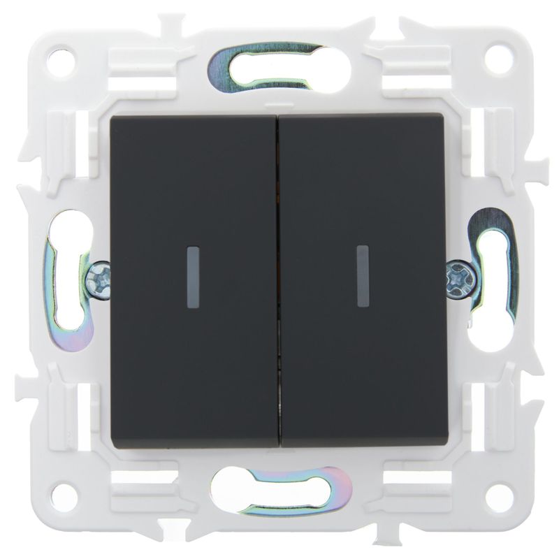 SKANDY Выключатель 2-клавишный 10А SK-V04G графит IEK