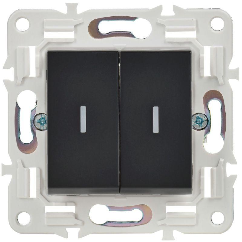 SKANDY Выключатель 2-клавишный с индикацией 10А SK-V09Bl черный IEK