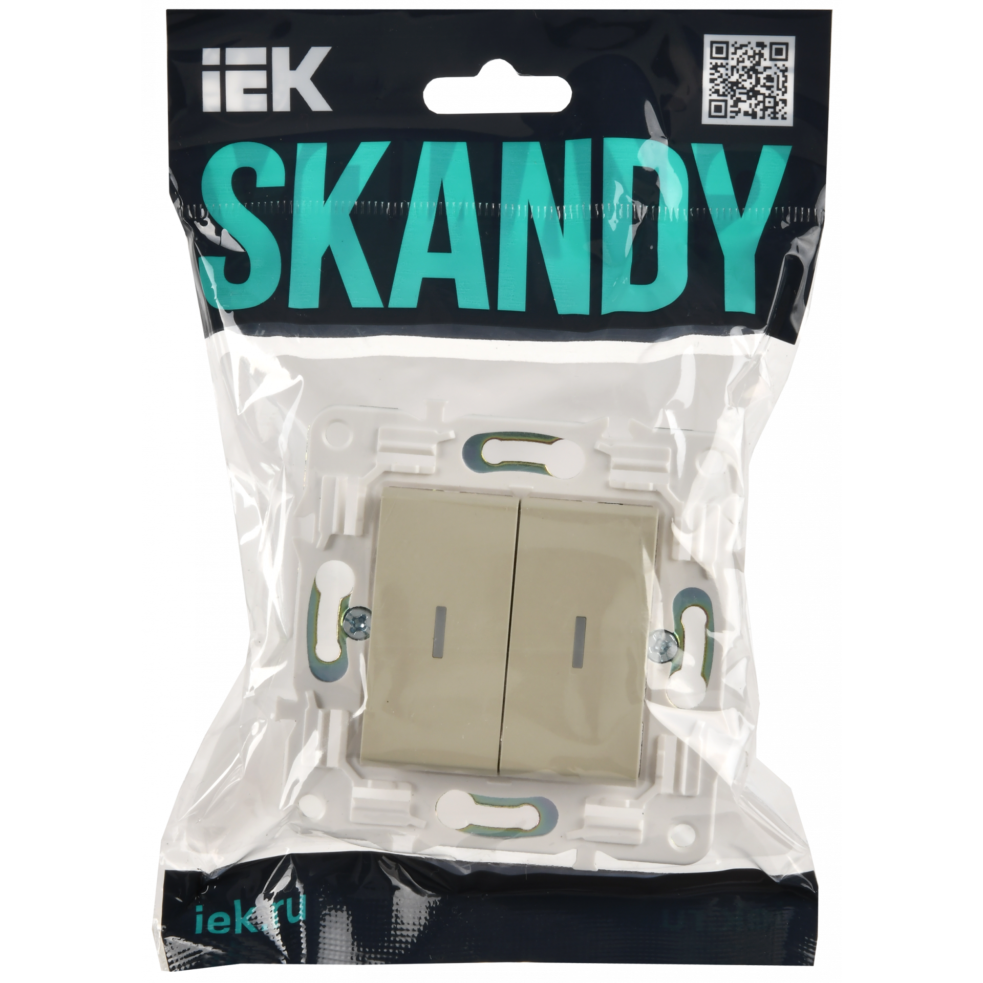 SKANDY Выключатель 2-клавишный с индикацией 10А SK-V09B бежевый IEK